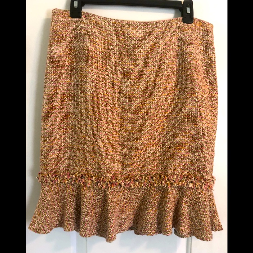 Dana Buchman Pink Tweed Skirt w/ Flounce SZ 12